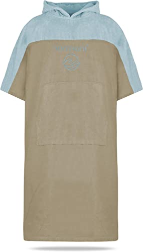 normani Badeponcho für Erwachsene aus Bio-Baumwolle - Strandponcho Surfer-Poncho mit Kapuze - Strand Umziehhilfe für Herren und Damen Farbe Hellblau Größe L-XL von normani