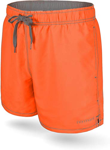 normani Badeshort für Herren Männer - Badehose Beacon Schwimmhose schnell trocknend Farbe Orange/Grau Größe S von normani