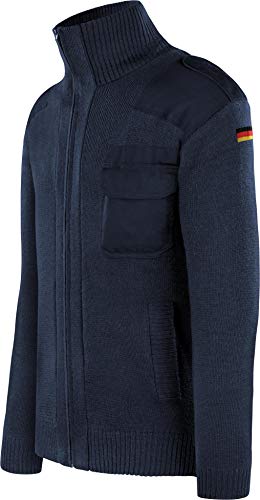 normani Bundeswehr Strickjacke aus Schurwolle mit Hoheitsabzeichen Deutschlandfahne BW Knitted Jumper Winterjacke nach TL Farbe Navy Größe L von normani