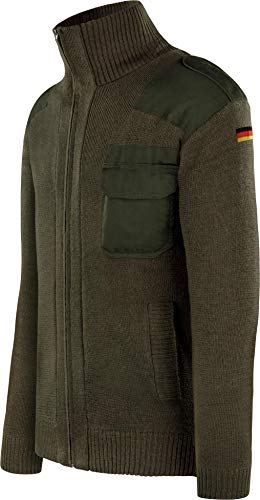 normani Bundeswehr Strickjacke aus Schurwolle mit Hoheitsabzeichen Deutschlandfahne BW Knitted Jumper Winterjacke nach TL Farbe Oliv Größe S von normani