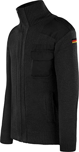 normani Bundeswehr Strickjacke aus Schurwolle mit Hoheitsabzeichen Deutschlandfahne BW Knitted Jumper Winterjacke nach TL Farbe Schwarz Größe L von normani