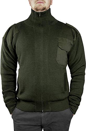 normani Bundeswehr Strickjacke mit durchgängigem Reißverschluss und hohem Wollanteil Farbe Oliv Größe 52 von normani