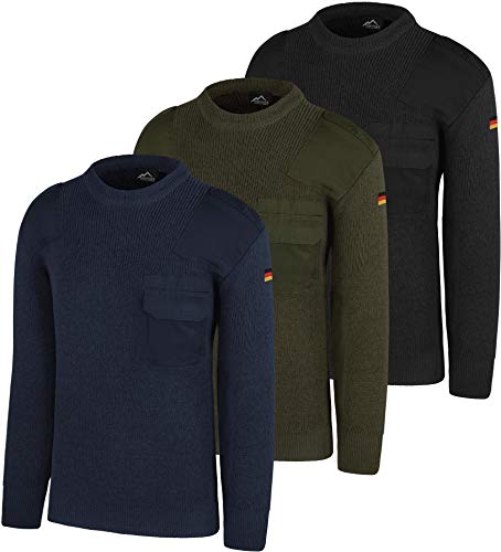 normani Bundeswehr Winterpullover aus Schurwolle nach Original TL mit Hoheitsabzeichen Deutschlandfahne BW Strickpullover Arbeitspullover Farbe Schwarz Größe 4XL von normani