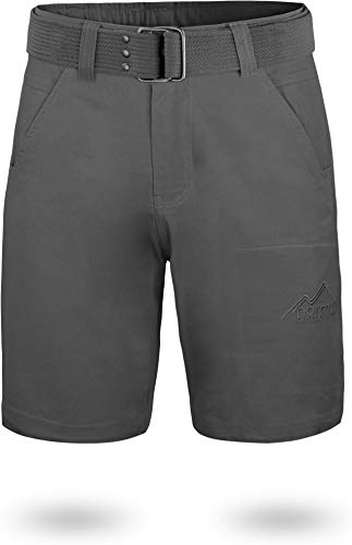 normani Chino Shorts Sommer Bermuda mit Gürtel für Herren aus 100% Bio-Baumwolle - Regular Fit Farbe Anthrazit Größe S von normani