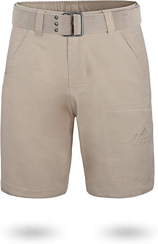 normani Chino Shorts Sommer Bermuda mit Gürtel für Herren aus 100% Bio-Baumwolle - Regular Fit Farbe Khaki Größe L von normani