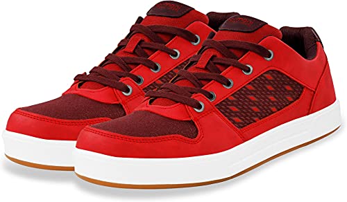 normani Cotton Canvas Herren Sneaker Halbschuhe mit Schnürsenkel Farbe Rot Größe 44 von normani