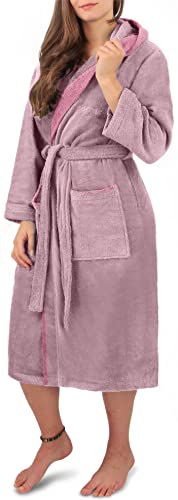 normani Damen Baumwoll Bademantel mit Kapuze in Geschenk-Box - weiche Premium Qualität - Öko Tex 100 Farbe Rosa Größe 3XL von normani