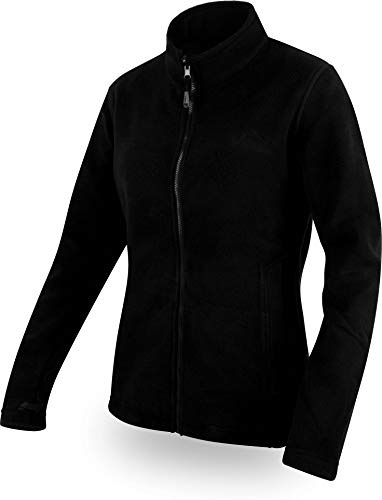 normani Damen Fleecejacke mit Stehkragen und extra winddichtem 280g Fleece Farbe Schwarz Größe S von normani