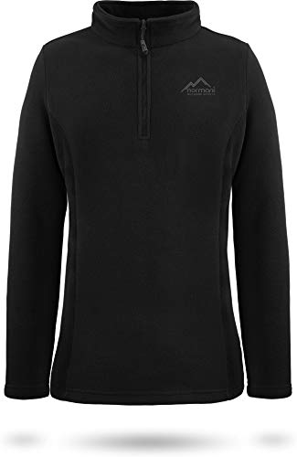 normani Damen Fleecepullover Winterpullover Skipullover mit Stehkragen und halber Reißverschluss, schnelltrocknend und EXTREM warmes Sweatshirt 280 g/m² Farbe Schwarz Größe XXL von normani