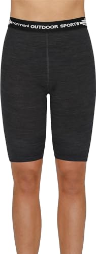 normani Damen Merino Shorts Kurze Hose Radlerhose Unterwäsche aus 100% Bio-Merinowolle Sporthose Unterziehhose - Panties aus Merinowolle - Ultraleichter Base Layer Farbe Anthrazit Größe XL von normani