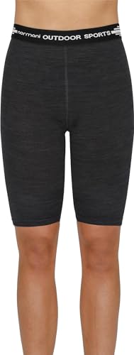 normani Damen Merino Shorts Kurze Hose Radlerhose Unterwäsche aus 100% Bio-Merinowolle Sporthose Unterziehhose - Panties aus Merinowolle - Ultraleichter Base Layer Farbe Anthrazit Größe XS von normani
