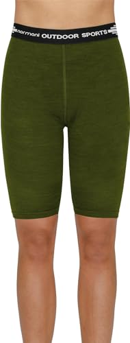 normani Damen Merino Shorts Kurze Hose Radlerhose Unterwäsche aus 100% Bio-Merinowolle Sporthose Unterziehhose - Panties aus Merinowolle - Ultraleichter Base Layer Farbe Grün Größe S von normani