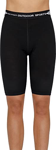 normani Damen Merino Shorts Kurze Hose Radlerhose Unterwäsche aus 100% Bio-Merinowolle Sporthose Unterziehhose - Panties aus Merinowolle - Ultraleichter Base Layer Farbe Schwarz Größe XS von normani