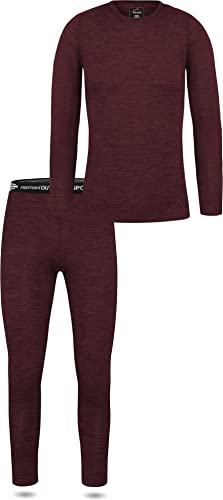 normani Damen Merino Skiunterwäsche Thermounterwäsche Set - 100% Merinowolle - Oberteil und Unterhose - warme Winter Outdoor Sportunterwäsche Funktionsunterwäsche Farbe Rot Größe XL von normani