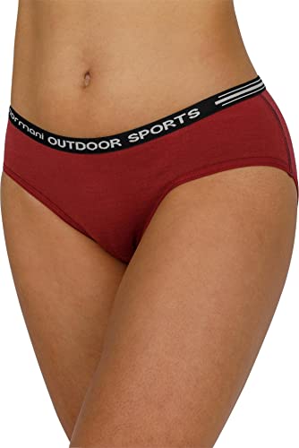 normani Damen Merino Slip Merinounterwäsche Sport Outdoor Hipkini Schlüpfer Unterhose - 100% Bio-Merinowolle Farbe Rot Größe XS von normani