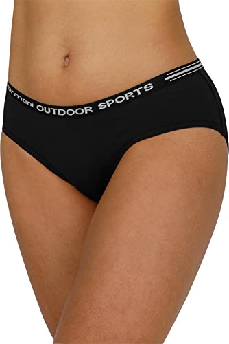 normani Damen Merino Slip Merinounterwäsche Sport Outdoor Hipkini Schlüpfer Unterhose - 100% Bio-Merinowolle Farbe Schwarz Größe M von normani