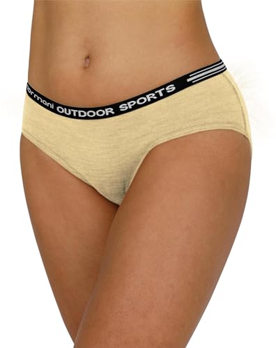 normani Damen Merino Slip Merinounterwäsche Sport Outdoor Hipkini Schlüpfer Unterhose - 100% Bio-Merinowolle Farbe Wollweiß Größe XXL von normani