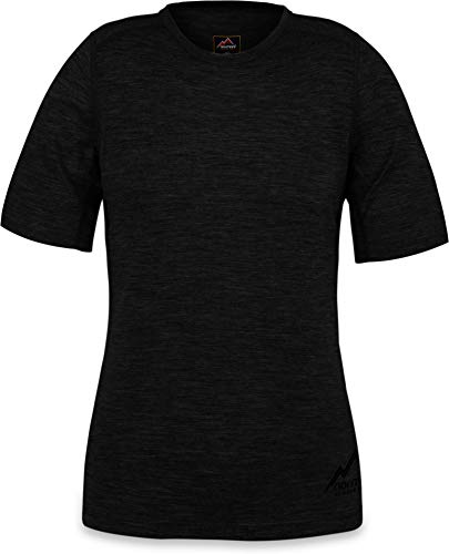 normani Damen Merino T-Shirz Kurzarm 100% Merinowolle Outdoor Oberteil Funktionsshirt Unterwäsche 200g/m² Farbe Schwarz Größe S/36 von normani