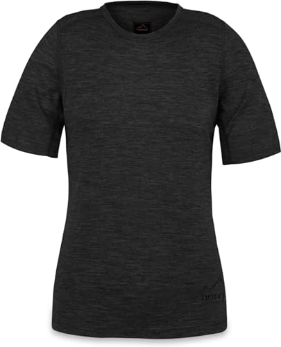 normani Damen Merino T-Shirz Kurzarm 100% Merinowolle Outdoor Oberteil Funktionsshirt Unterwäsche 200g/m² Farbe Anthrazit Größe XL/42 von normani