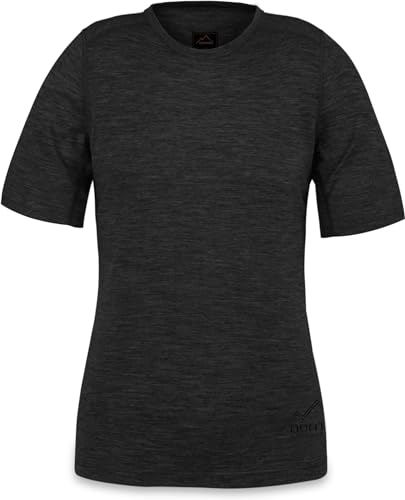 normani Damen Merino T-Shirz Kurzarm 100% Merinowolle Outdoor Oberteil Funktionsshirt Unterwäsche 200g/m² Farbe Anthrazit Größe XXL/44 von normani