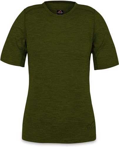 normani Damen Merino T-Shirz Kurzarm 100% Merinowolle Outdoor Oberteil Funktionsshirt Unterwäsche 200g/m² Farbe Grün Größe S/36 von normani
