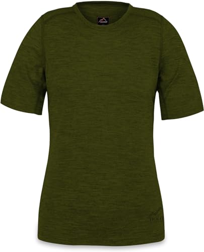 normani Damen Merino T-Shirz Kurzarm 100% Merinowolle Outdoor Oberteil Funktionsshirt Unterwäsche 200g/m² Farbe Grün Größe XXL/44 von normani