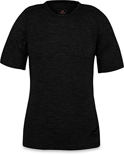 normani Damen Merino T-Shirz Kurzarm 100% Merinowolle Outdoor Oberteil Funktionsshirt Unterwäsche 200g/m² Farbe Schwarz Größe XL/42 von normani