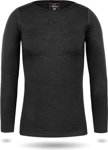 normani Damen Merino Unterhemd Langarmshirt Pullover Ski-Unterwäsche Rundhals - 100% Merinowolle Farbe Anthrazit Größe M von normani