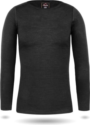 normani Damen Merino Unterhemd Langarmshirt Pullover Ski-Unterwäsche Rundhals - 100% Merinowolle Farbe Anthrazit Größe S von normani