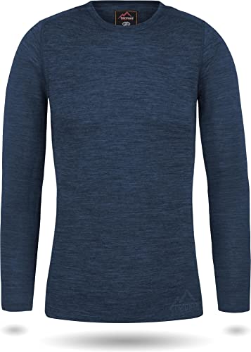 normani Damen Merino Unterhemd Langarmshirt Pullover Ski-Unterwäsche Rundhals - 100% Merinowolle Farbe Navy Größe L von normani