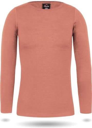 normani Damen Merino Unterhemd Langarmshirt Pullover Ski-Unterwäsche Rundhals - 100% Merinowolle Farbe Rosa Größe L von normani