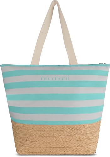 normani Damen Schultertasche - Strandtasche mit Reißverschluss und extra großes 30 Liter Volumen - Tasche Handgepäck - mit Innentasche Farbe Grün Größe Onesize von normani