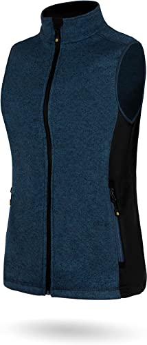 normani Damen Strickweste Outdoor Fleeceweste mit Reißverschlusstaschen und Neopren - Ärmellose Outdoor Weste Übergangsweste, warme 310 g/m² Grammatur Farbe Navy Größe XXL von normani