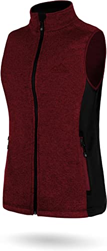 normani Damen Strickweste Outdoor Fleeceweste mit Reißverschlusstaschen und Neopren - Ärmellose Outdoor Weste Übergangsweste, warme 310 g/m² Grammatur Farbe Rot Größe M von normani