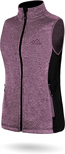 normani Damen Strickweste Outdoor Fleeceweste mit Reißverschlusstaschen und Neopren - Ärmellose Outdoor Weste Übergangsweste, warme 310 g/m² Grammatur Farbe Violett Größe S von normani