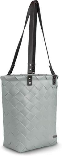 normani Damen Tote Bag Schultertasche 12 Liter aus recyceltem Material - Flechtkorb Shopper mit Henkel und Innentasche - Große Handtasche für den Strand, die Uni oder zum Einkaufen Farbe Grau von normani