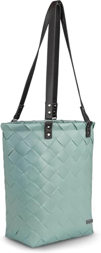 normani Damen Tote Bag Schultertasche 12 Liter aus recyceltem Material - Flechtkorb Shopper mit Henkel und Innentasche - Große Handtasche für den Strand, die Uni oder zum Einkaufen Farbe Grün von normani