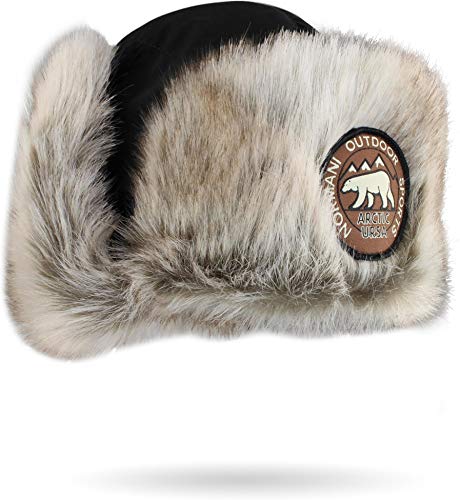 normani Damen und Herren Wintermütze Tschapka Uschanka Polarmütze mit Ohrenklappen Farbe Dunkelschwarz Größe M/57 von normani