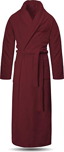 normani Extra langer Bademantel aus 100% Baumwolle - Frottee Saunamantel für Damen und Herren - Schadstofffreies Material - Ausgezeichnet mit Öko Tex 100 Farbe Burgund Größe XL von normani