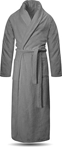 normani Extra langer Bademantel aus 100% Baumwolle - Frottee Saunamantel für Damen und Herren - Schadstofffreies Material - Ausgezeichnet mit Öko Tex 100 Farbe Grau Größe S von normani