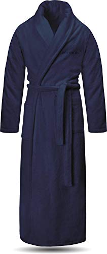 normani Extra langer Bademantel aus 100% Baumwolle - Frottee Saunamantel für Damen und Herren - Schadstofffreies Material - Ausgezeichnet mit Öko Tex 100 Farbe Marine Größe 4XL von normani