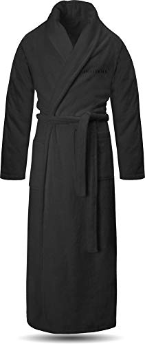 normani Extra langer Bademantel aus 100% Baumwolle - Frottee Saunamantel für Damen und Herren - Schadstofffreies Material - Ausgezeichnet mit Öko Tex 100 Farbe Schwarz Größe S von normani
