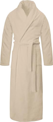 normani Extra langer Bademantel aus 100% Baumwolle - Frottee Saunamantel für Damen und Herren - Schadstofffreies Material - Ausgezeichnet mit Öko Tex 100 Farbe Beige Größe S von normani