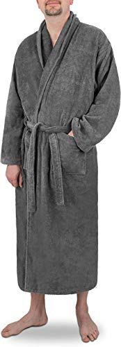 normani Extra langer Bademantel aus 100% Baumwolle - Frottee Saunamantel für Damen und Herren - Schadstofffreies Material - Ausgezeichnet mit Öko Tex 100 Farbe Grau Größe 3XL von normani