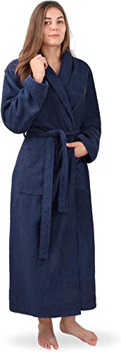normani Extra langer Baumwoll-Bademantel | Weicher Sauna-Bademantel mit Frottee für Damen - Öko Tex 100 - Premium Qualität Farbe Marine Größe M von normani