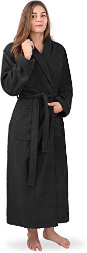 normani Extra langer Baumwoll-Bademantel | Weicher Sauna-Bademantel mit Frottee für Damen - Öko Tex 100 - Premium Qualität Farbe Schwarz Größe L normani Extra langer Baumwoll-Bademantel | Weicher Sauna-Bademantel mit Frottee für Damen - Öko Tex 100 - Premium Qualität Farbe Schwarz Größe L von normani