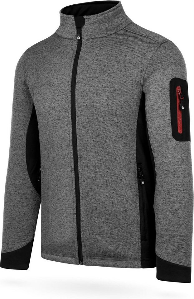 normani Fleecejacke Herren Strick-Fleecejacke Wapusk Strickjacke Cardigan mit Stehkragen und Seitentaschen Outdoor von normani