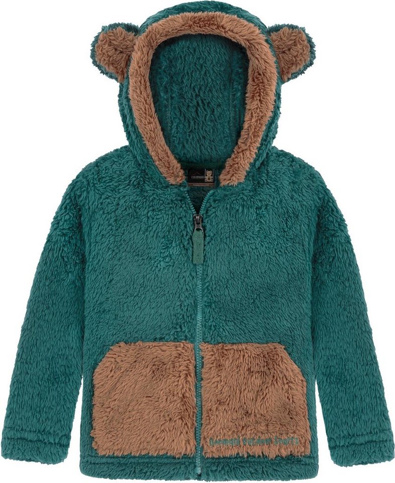 normani Fleecejacke Kinder Teddy Jacke Barvas Winterjacke Übergangsjacke Sherpajacke mit Kapuze und Ohrem von normani