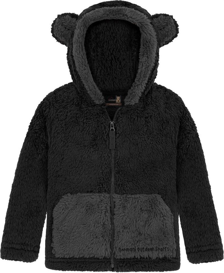 normani Fleecejacke Kinder Teddy Jacke „Barvas“ Winterjacke Übergangsjacke Sherpajacke mit Kapuze und Ohrem von normani