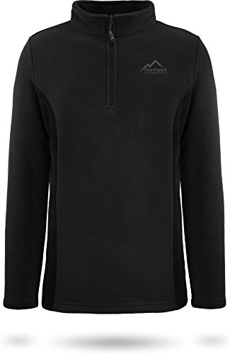 normani Fleecepullover Sport-Sweatshirt für Herren 1/4 Zip Reißverschluss und Stehkragen 280 g/m² Dicke Grammatur - auch in Übergröße Farbe Schwarz Größe M/50 von normani